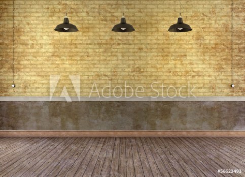 Picture of Empty grunge room with brick wall